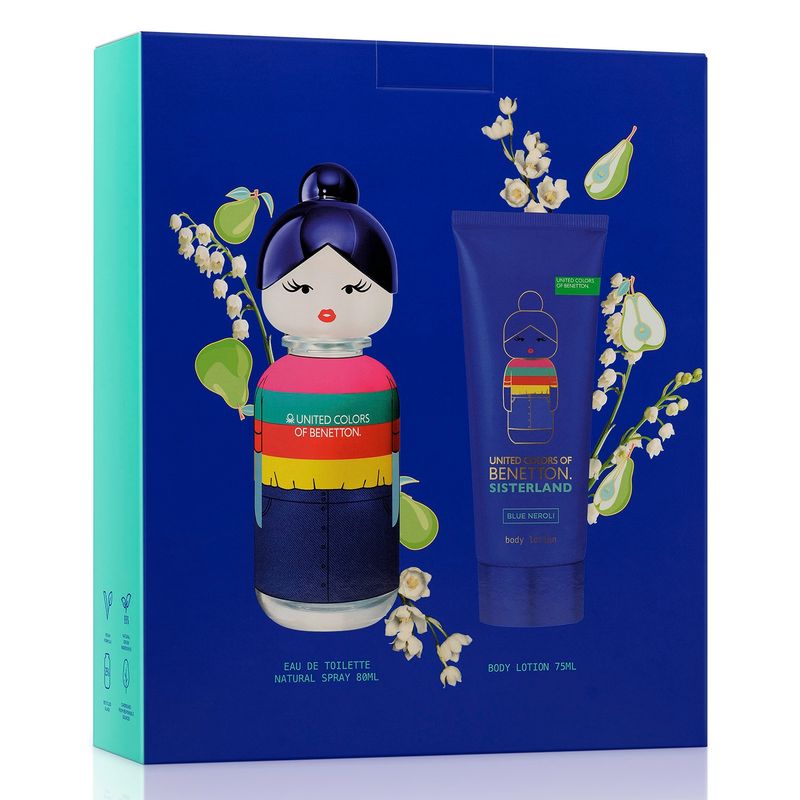 BENETTON - Set Perfume Mujer Sisterland Blue Neroli EDT 80ML + Body Lotion 75ML Benetton