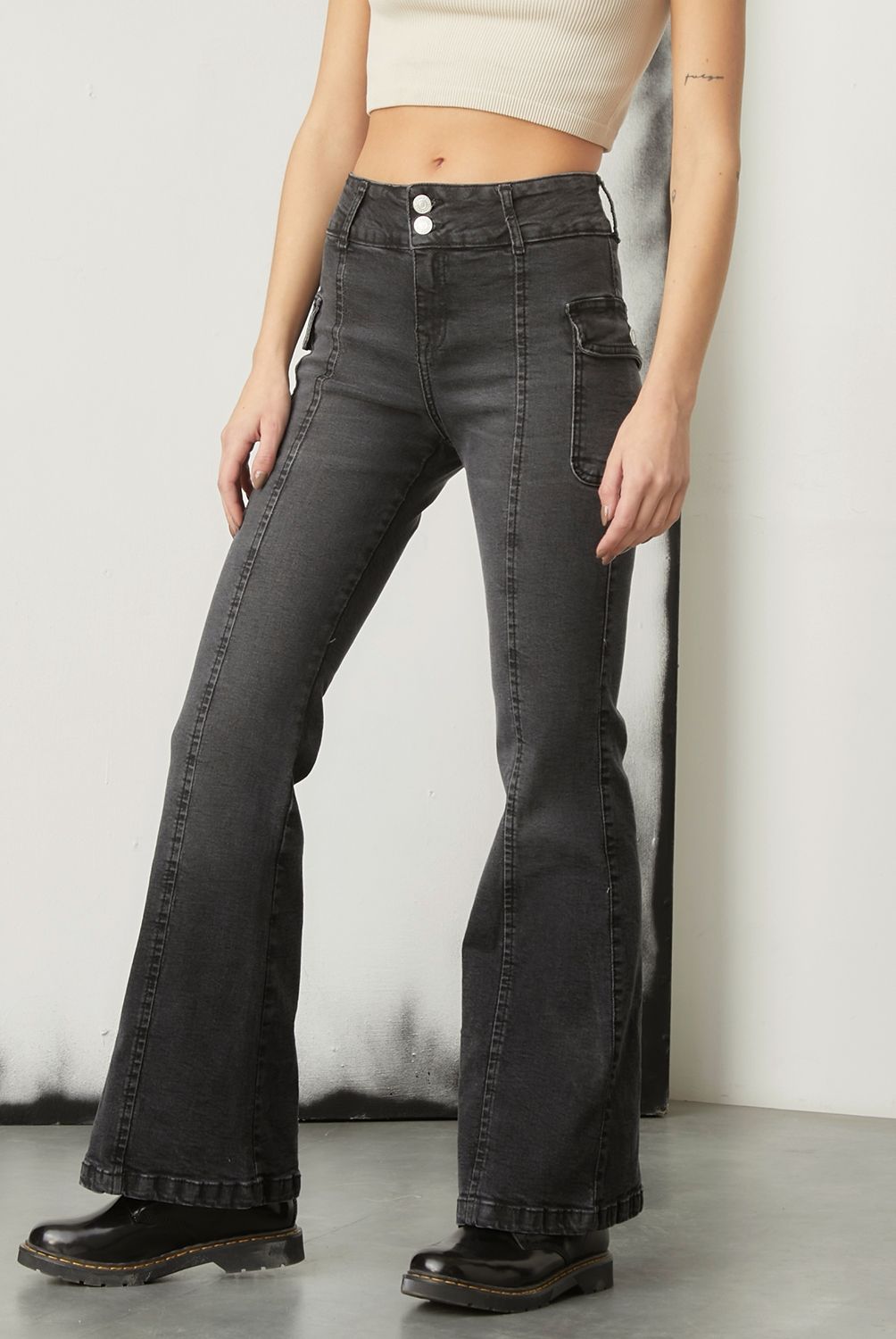 AMERICANINO - Americanino Jeans Flare Tiro Medio Algodón Mujer