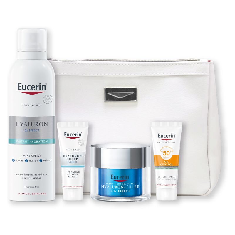 EUCERIN - Set Mi 1ra Rutina Hyaluron Filler Crema Facial Día + Serum + Aqua Mist + Bloqueador Solar EUCERIN
