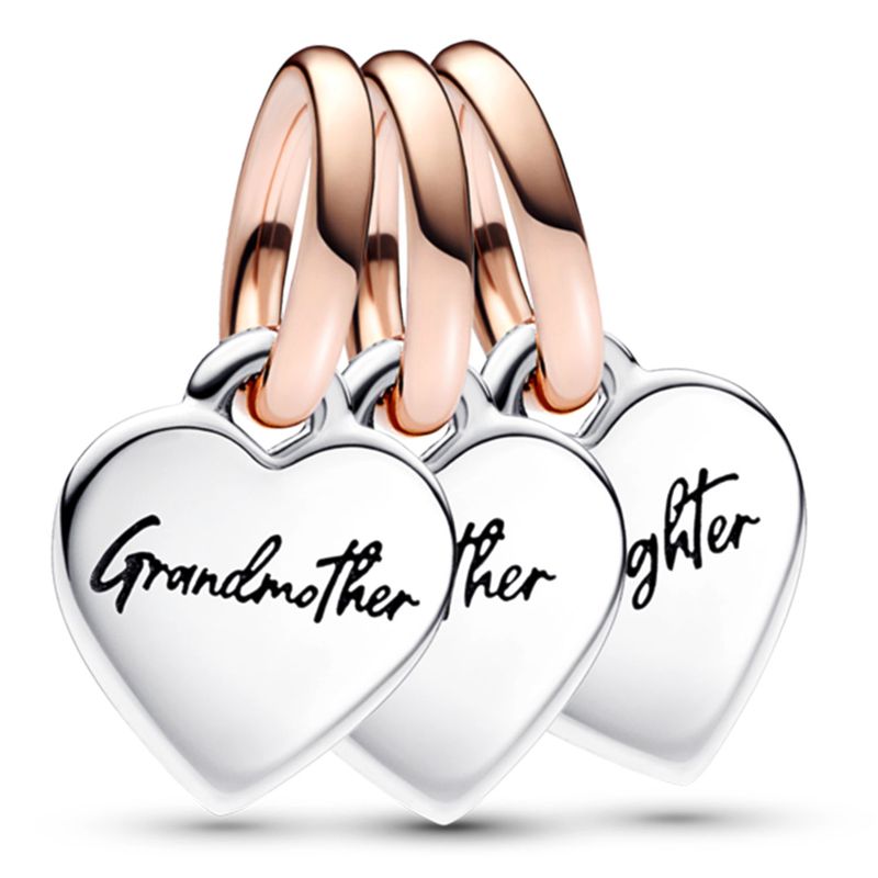 PANDORA - Charm Colgante Divisible Triple Corazones Generación Familia Mujer Pandora