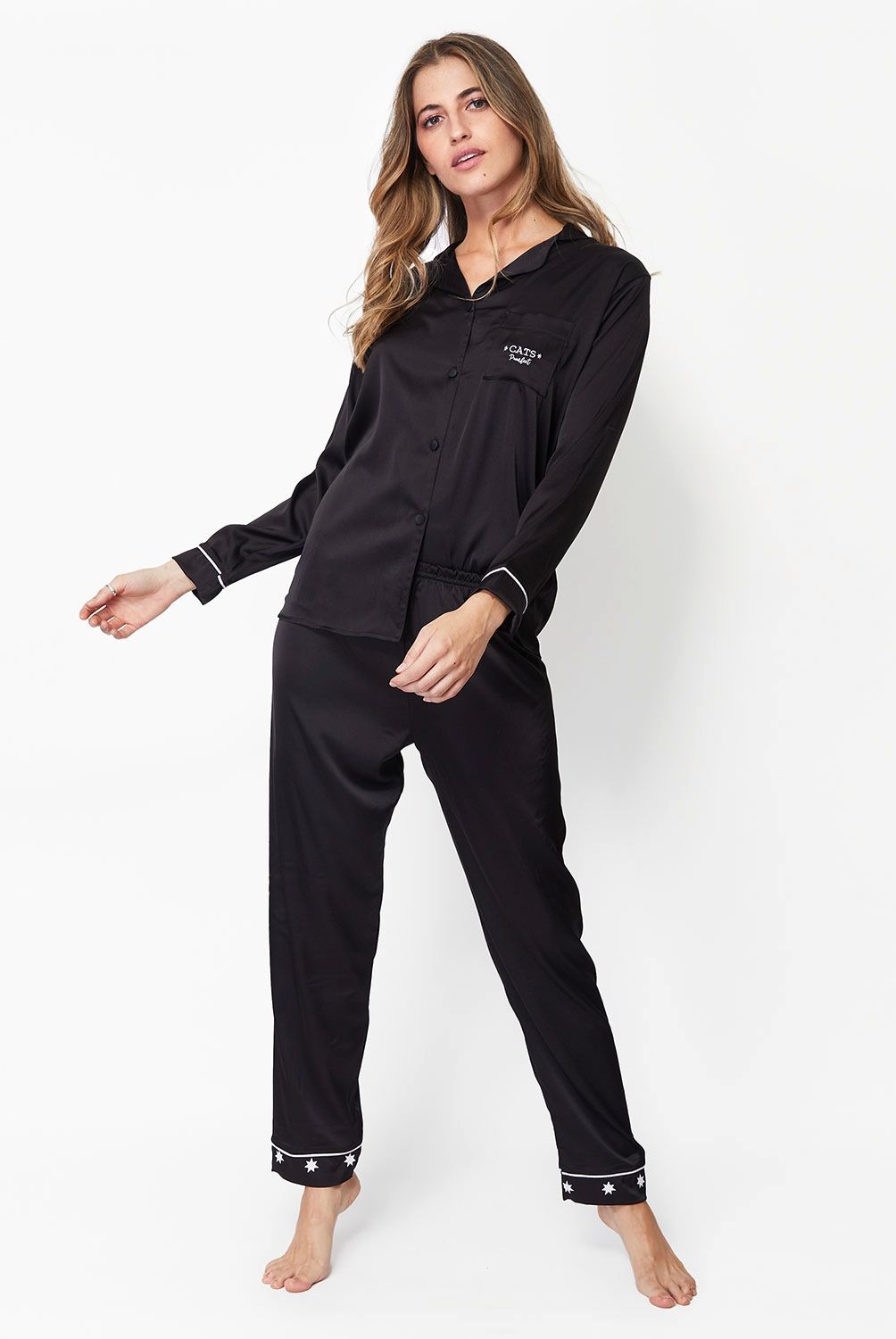 CATS - Pijama Camisero Manga Larga Mujer Cats
