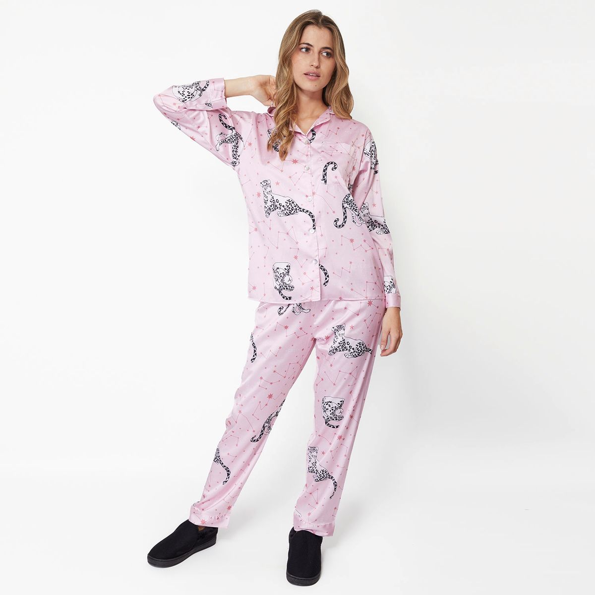 CATS - Pijama Camisero Manga Larga Mujer Cats