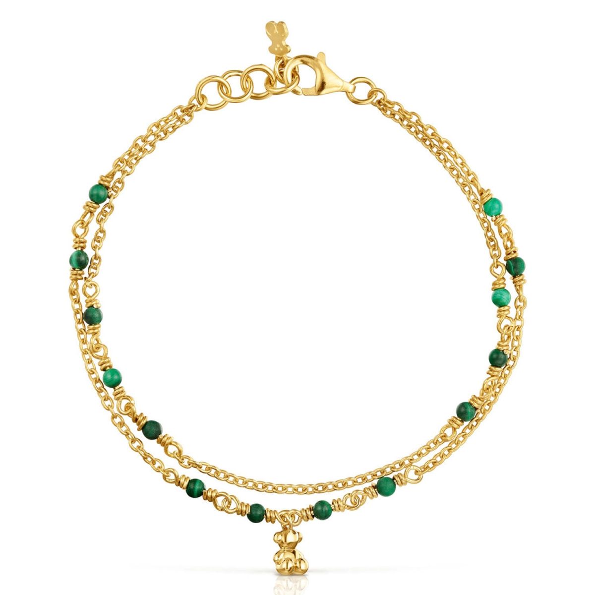 TOUS - Pulsera Con Baño De Oro 18 Kt Sobre Plata Y Malaquita Bold Bear