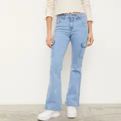 SYBILLA - Jeans Cargo Tiro Medio Algodón Mujer