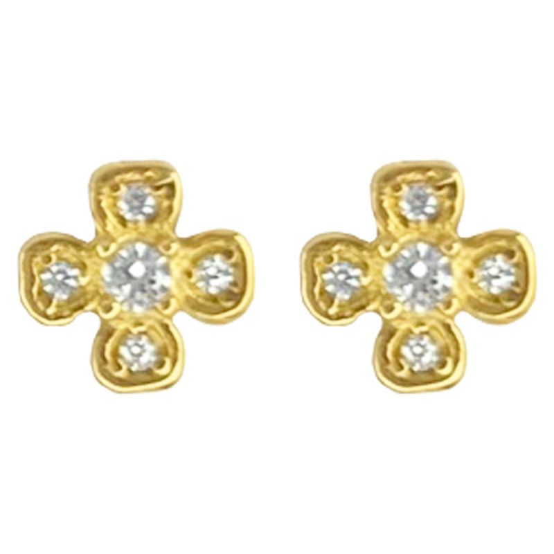FIGAL ALTA JOYERIA - Aros Oro 18K Flor Mujer Figal Alta Joyeria