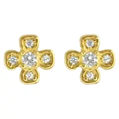 FIGAL ALTA JOYERIA - Aros Oro 18K Flor Mujer
