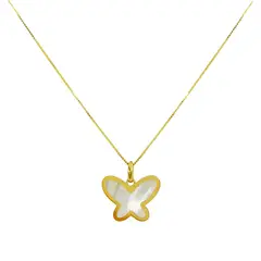 FIGAL ALTA JOYERIA - Collar Oro 18K Mariposa Nacar Mujer