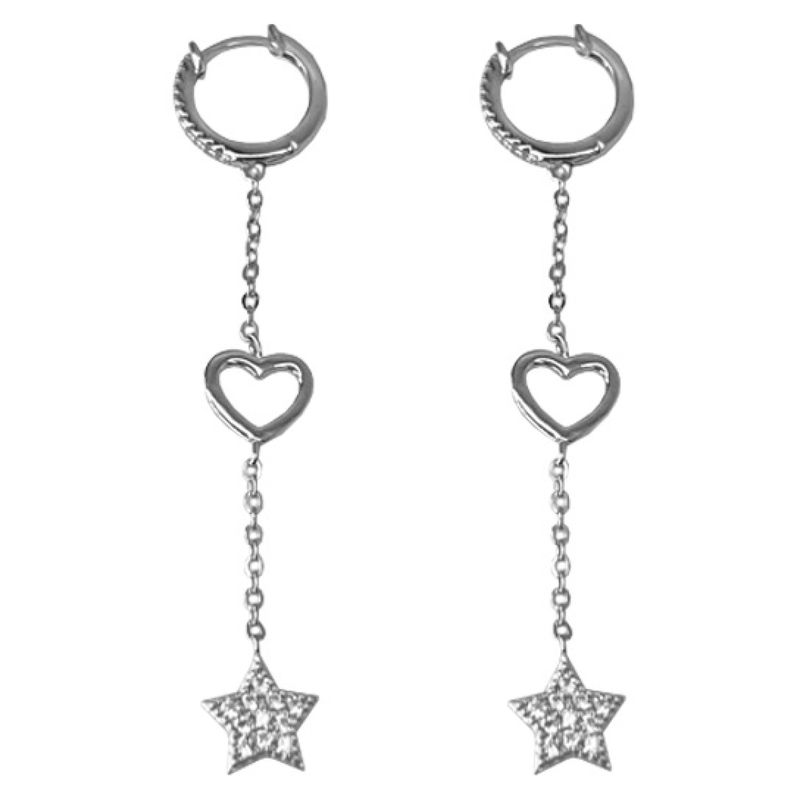 FIGAL ALTA JOYERIA - Aros Argolla Corazón Estrella Mujer Figal Alta Joyeria