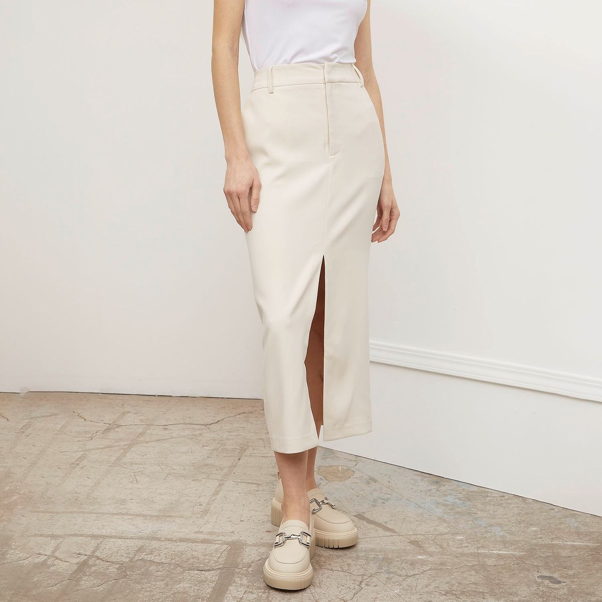 BASEMENT - Falda Midi Poliéster Mujer