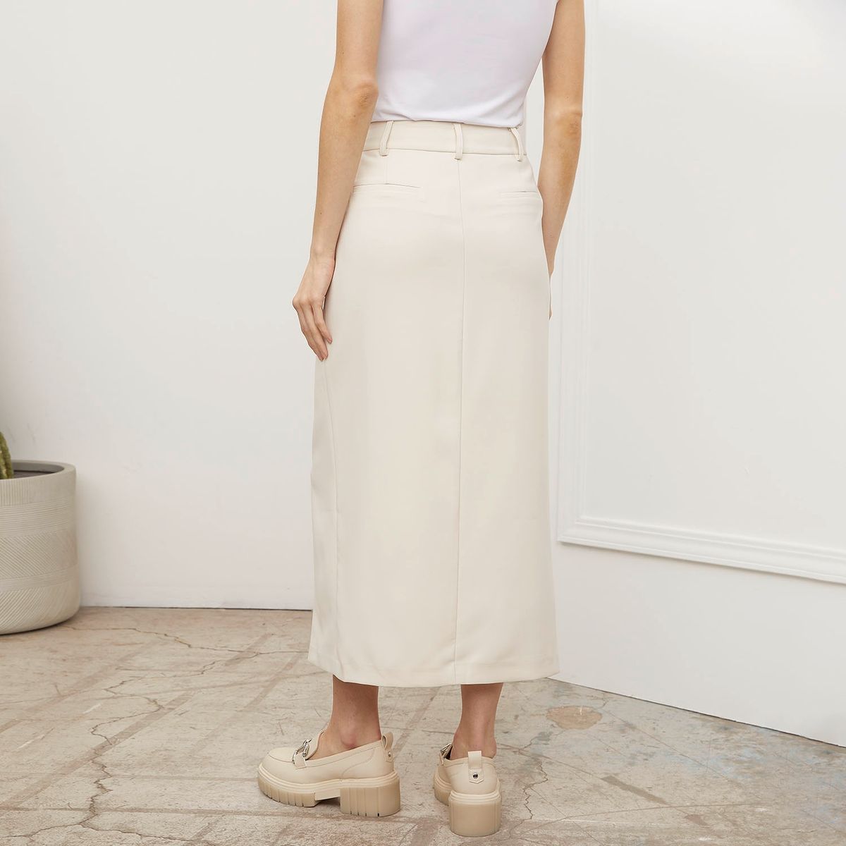 BASEMENT - Falda Midi Poliéster Mujer