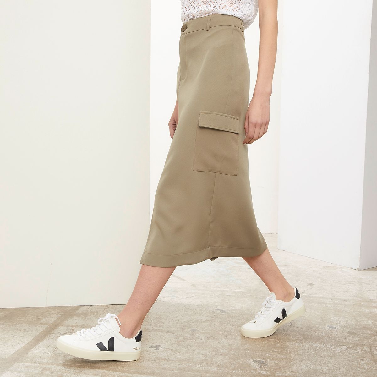 BASEMENT - Falda Midi Poliéster Mujer