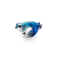 Charm Geco Azul Metálico Mujer