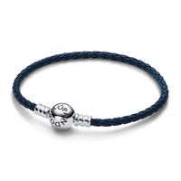 Pulsera en Cuero Azul Trenzado Mujer
