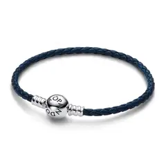 PANDORA - Pulsera en Cuero Azul Trenzado Mujer