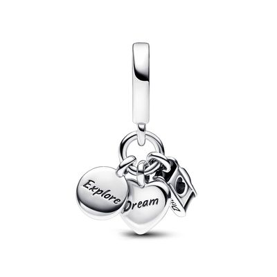 Imagen 2 del producto Charm Colgante Triple Cámara, Corazón Y Brújula Mujer