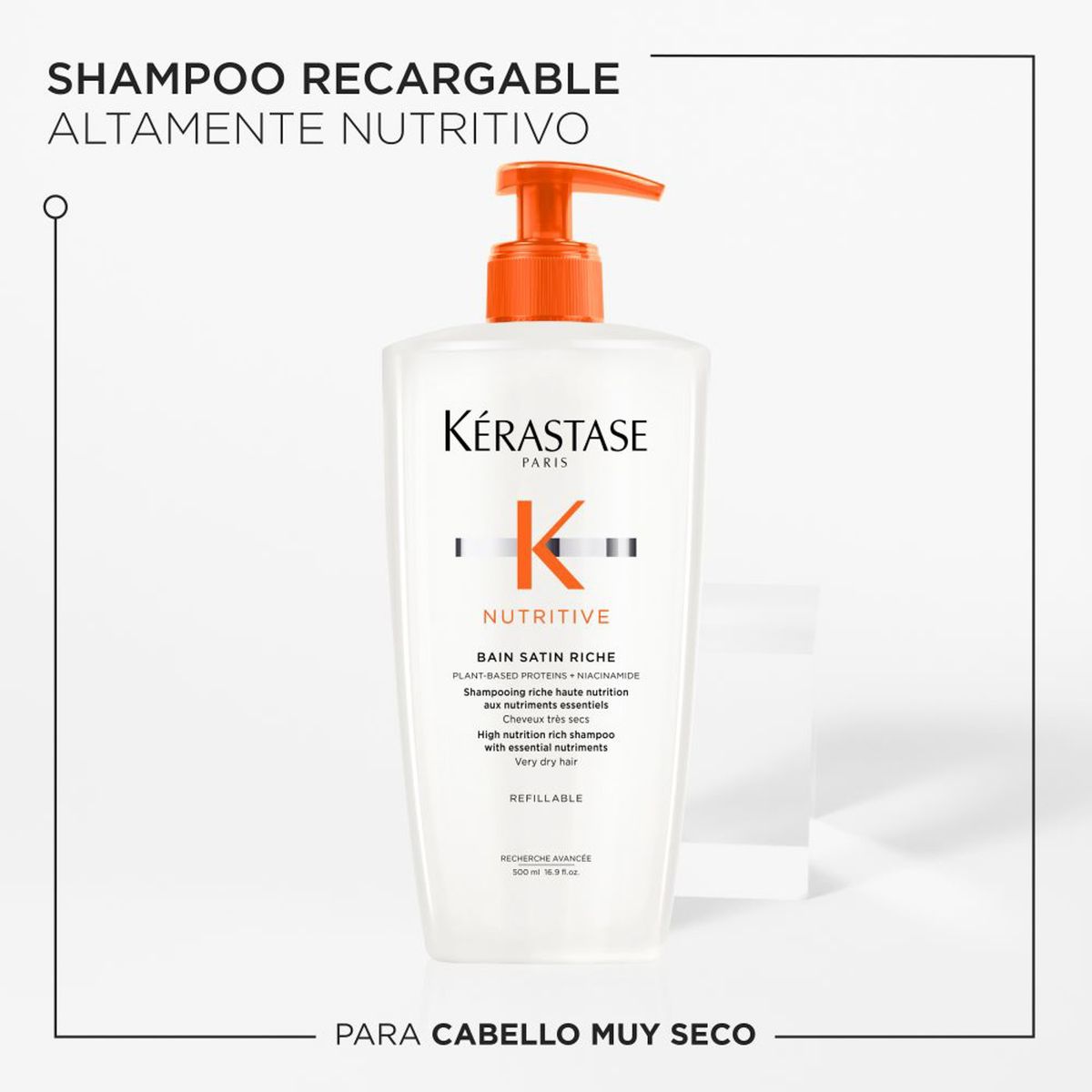KERASTASE - Shampoo Hidratante Cabello Muy Seco Nutritive Bain Satín Riche 500ml Kerastase