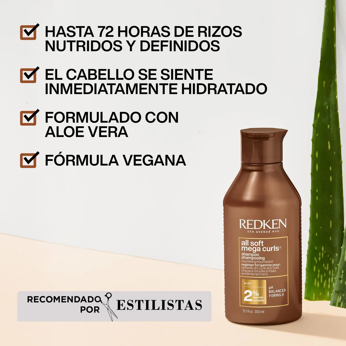 REDKEN - Shampoo Hidratante Cabello Rizado y Seco All Soft Mega Curls 300ml Redken