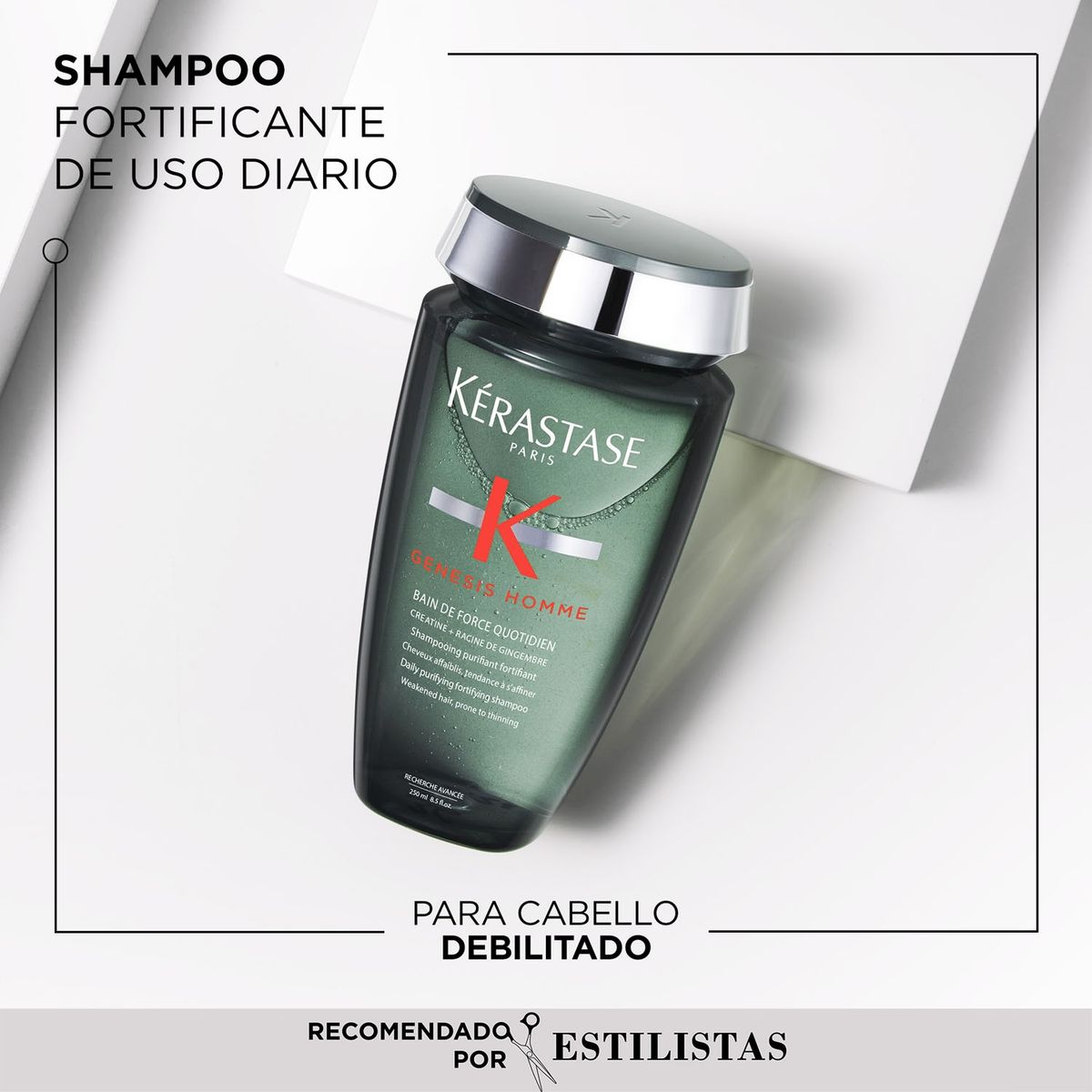 KERASTASE - Set Fortalecedor Anti-caída Genesis Homme Shampoo Bain de Force Quotidien 250ml + Cera D¿Épaisseur Texturisante 75ml Kerastase