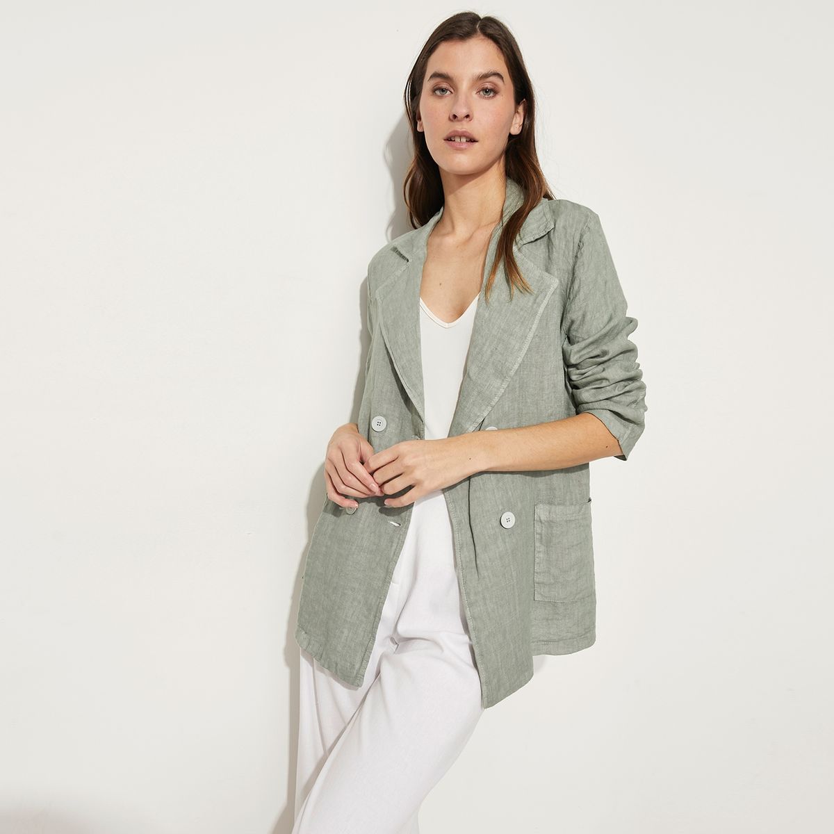 BASEMENT - Basement Blazer Mujer Lino Italia