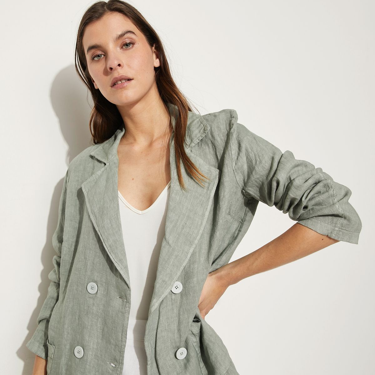 BASEMENT - Basement Blazer Mujer Lino Italia