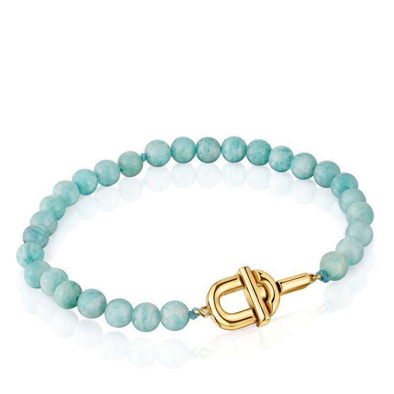 TOUS - Pulsera Con Baño De Oro 18 Kt Sobre Plata Y Amazonitas Tous Manifesto Mujer Tous