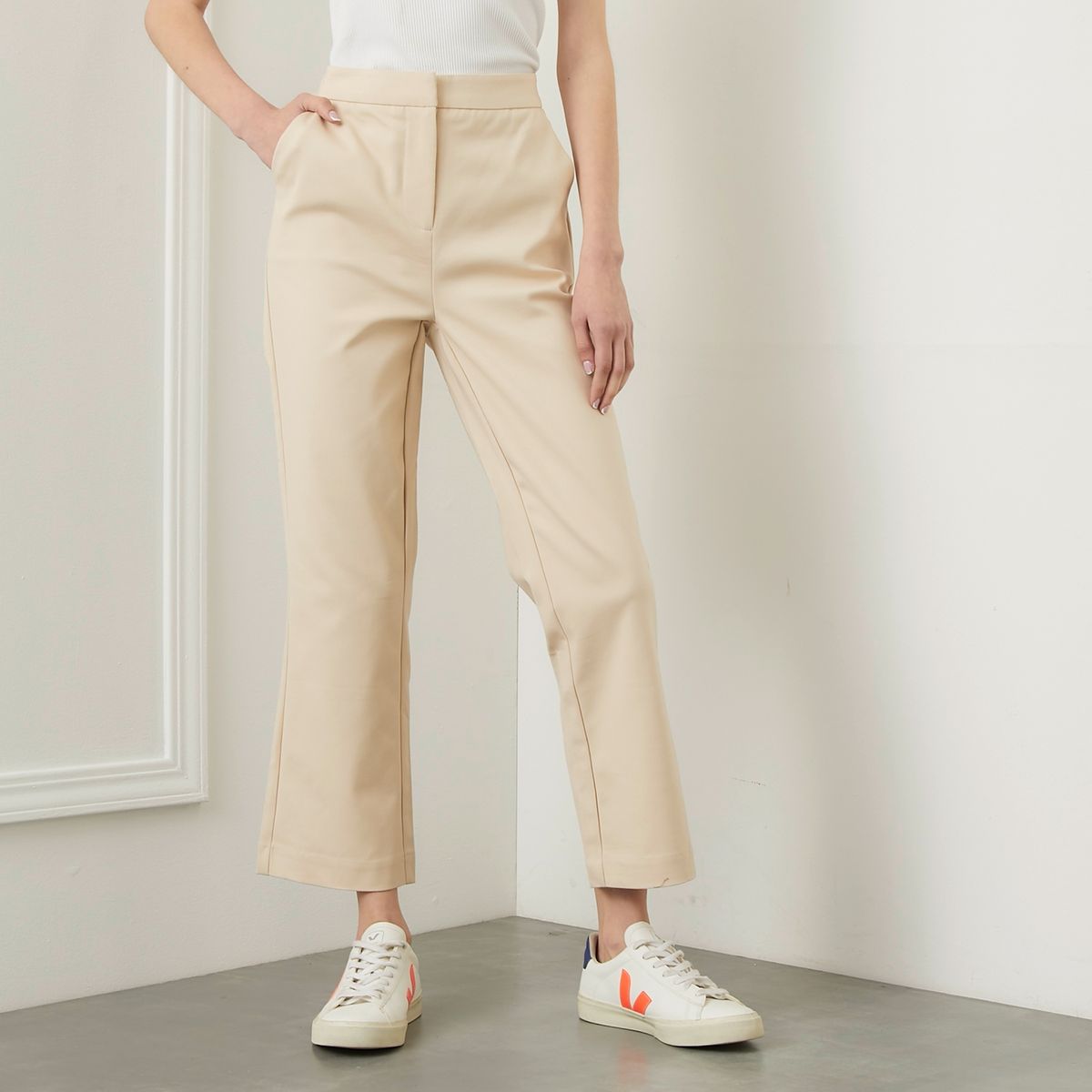 BASEMENT - Pantalón Flare Alto Mujer Basement