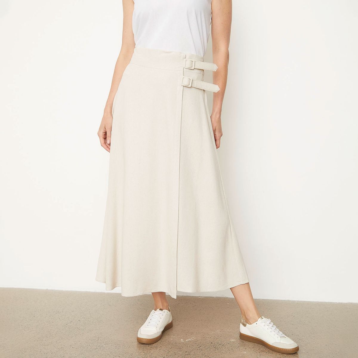 S COCCI - Falda Larga Lino Mujer S. Cocci