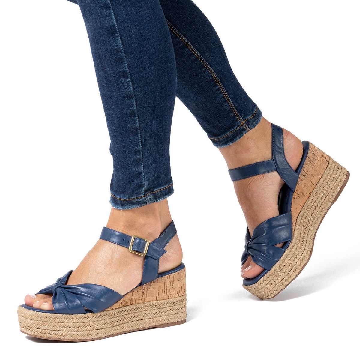 GACEL - Zapato Casual Mujer Cuero Azul Gacel