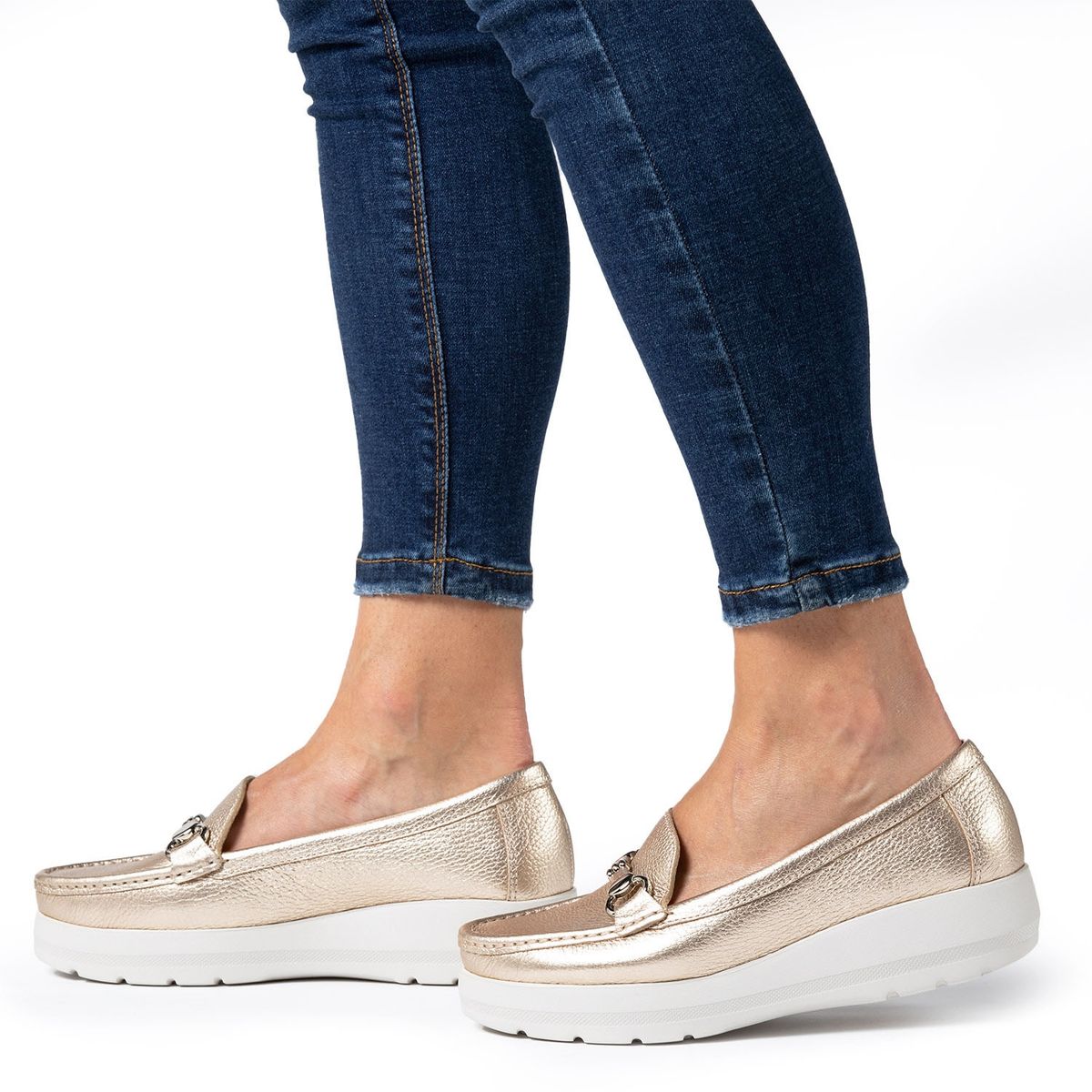 GACEL - Mocasín Mujer Cuero Dorado Gacel