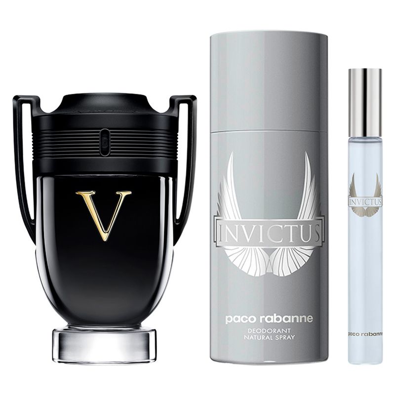 RABANNE - Set Perfume Hombre Invictus Victory Edp 100Ml + Desodorante + Megaspritzer 10Ml Paco Rabanne