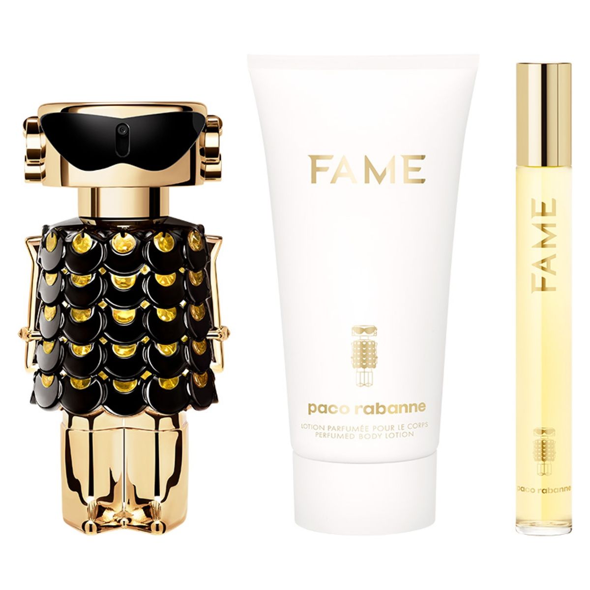 RABANNE - Set Fame Parfum EDP 50ML + Body Lotion 75 ML + Megaspritzer 10 ML Rabanne