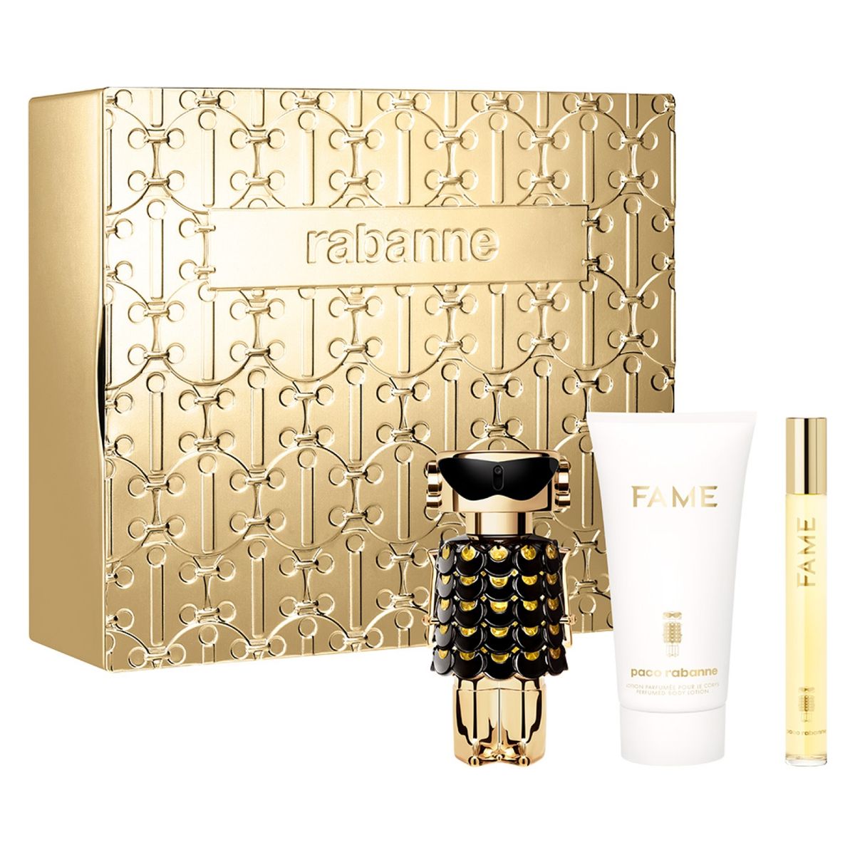 RABANNE - Set Fame Parfum EDP 50ML + Body Lotion 75 ML + Megaspritzer 10 ML Rabanne