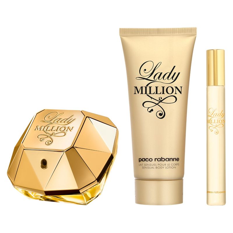RABANNE - Set Perfume Mujer Lady Million Edp 80Ml + Body Lotion 100Ml + Megaspritzer 10Ml Rabanne