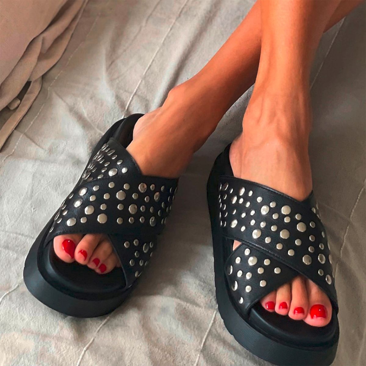 ROMANO - Sandalia Mujer Cuero Negro Romano