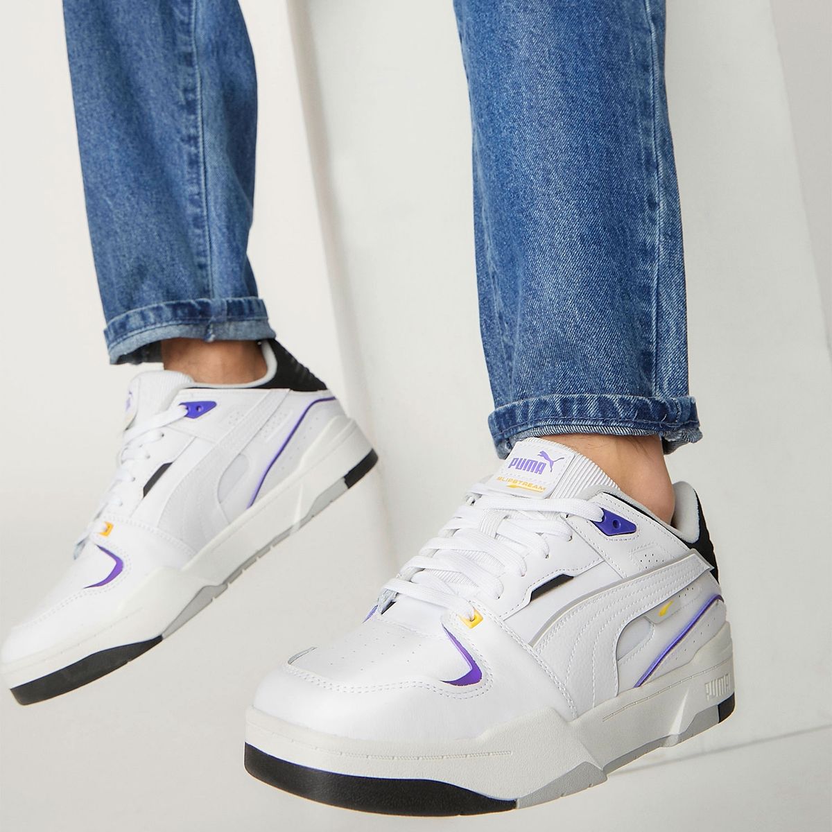 PUMA - Slipstream Bball Zapatilla Urbana Hombre Cuero Blanco Puma