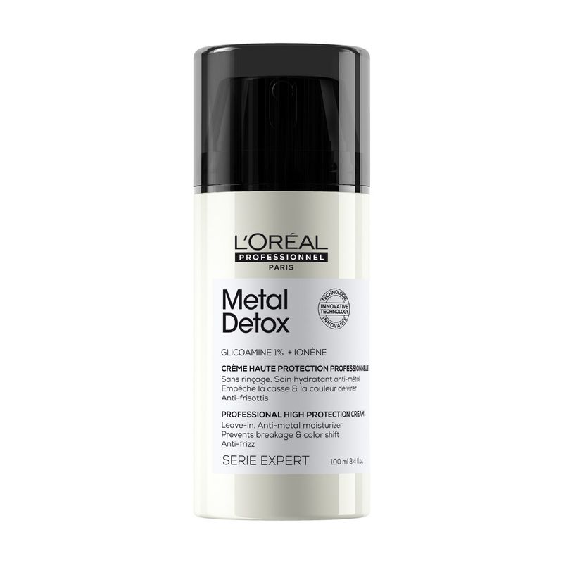 LOREAL PROFESSIONNEL - Crema para peinar protección UV Metal Detox Anti-Quiebre para Cabello Dañado y con Color 100ml Loreal Professionnel