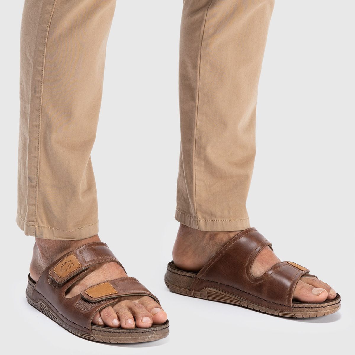 GUANTE - Sandalia Hombre Cuero Cafe Guante