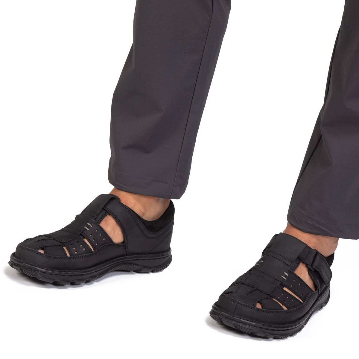 GUANTE - Sandalia Hombre Cuero Negro Guante