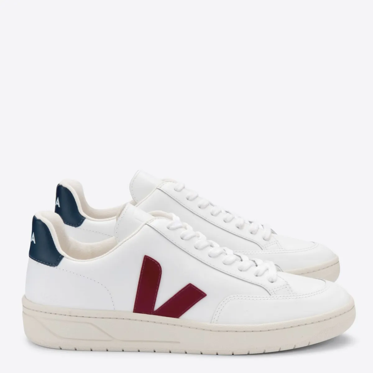 VEJA - V-12 Extra White Marsala  Zapatilla Urbana Mujer Cuero Blanco Veja