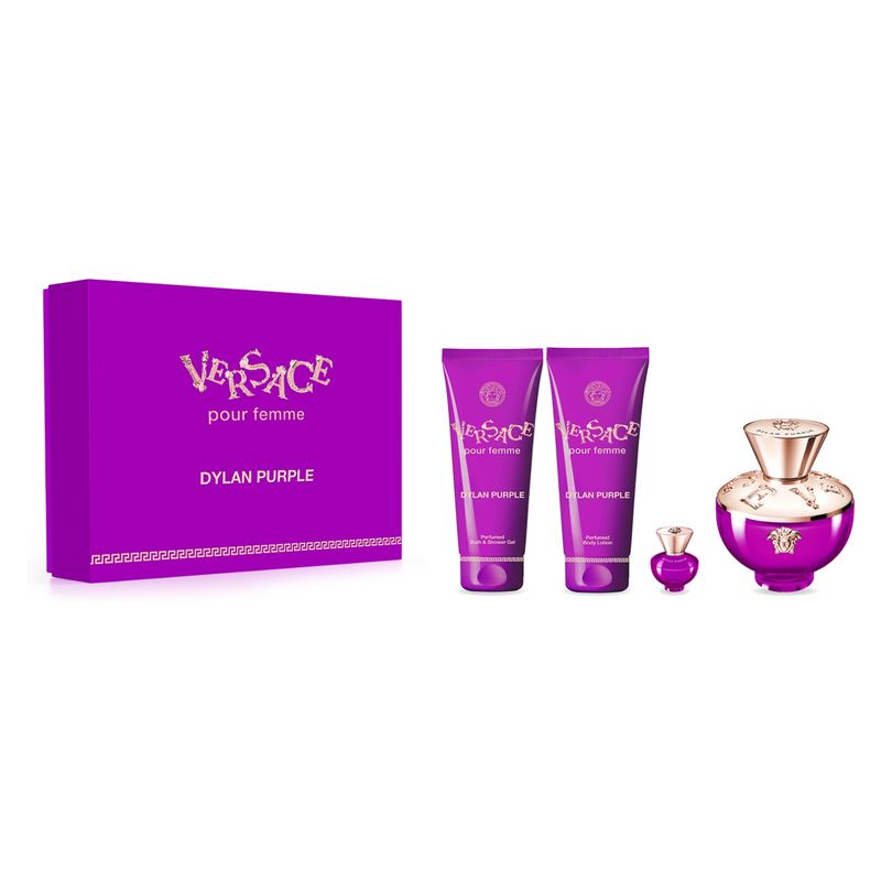 VERSACE - Set Perfume Mujer Dylan Purple Edp 100Ml + Body Lotion + Shower Gel + Mini Edp Versace