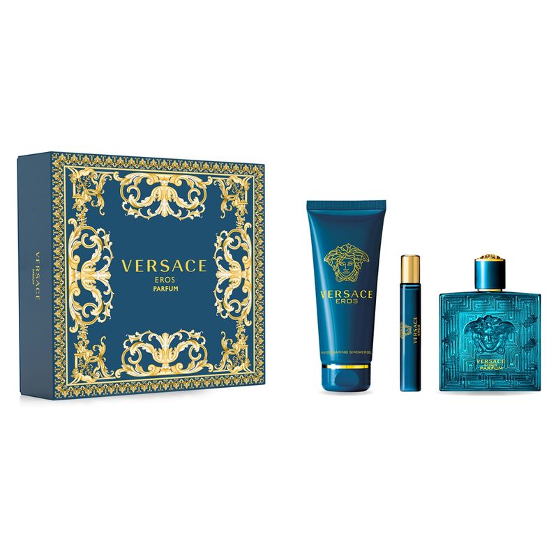 VERSACE - Set Perfume Hombre Eros Parfum 100Ml + Showerl Gel + Travel Spray 10Ml Versace