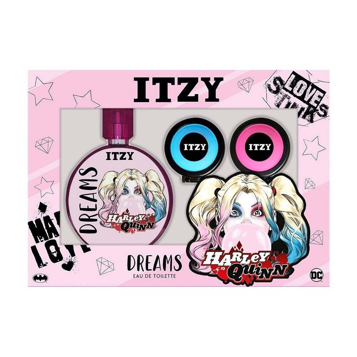 ITZY RITZY - Set Perfume Niña EDT Itzy Harley Quinn 50 mk +Tizas Pelo Itzy Ritzy