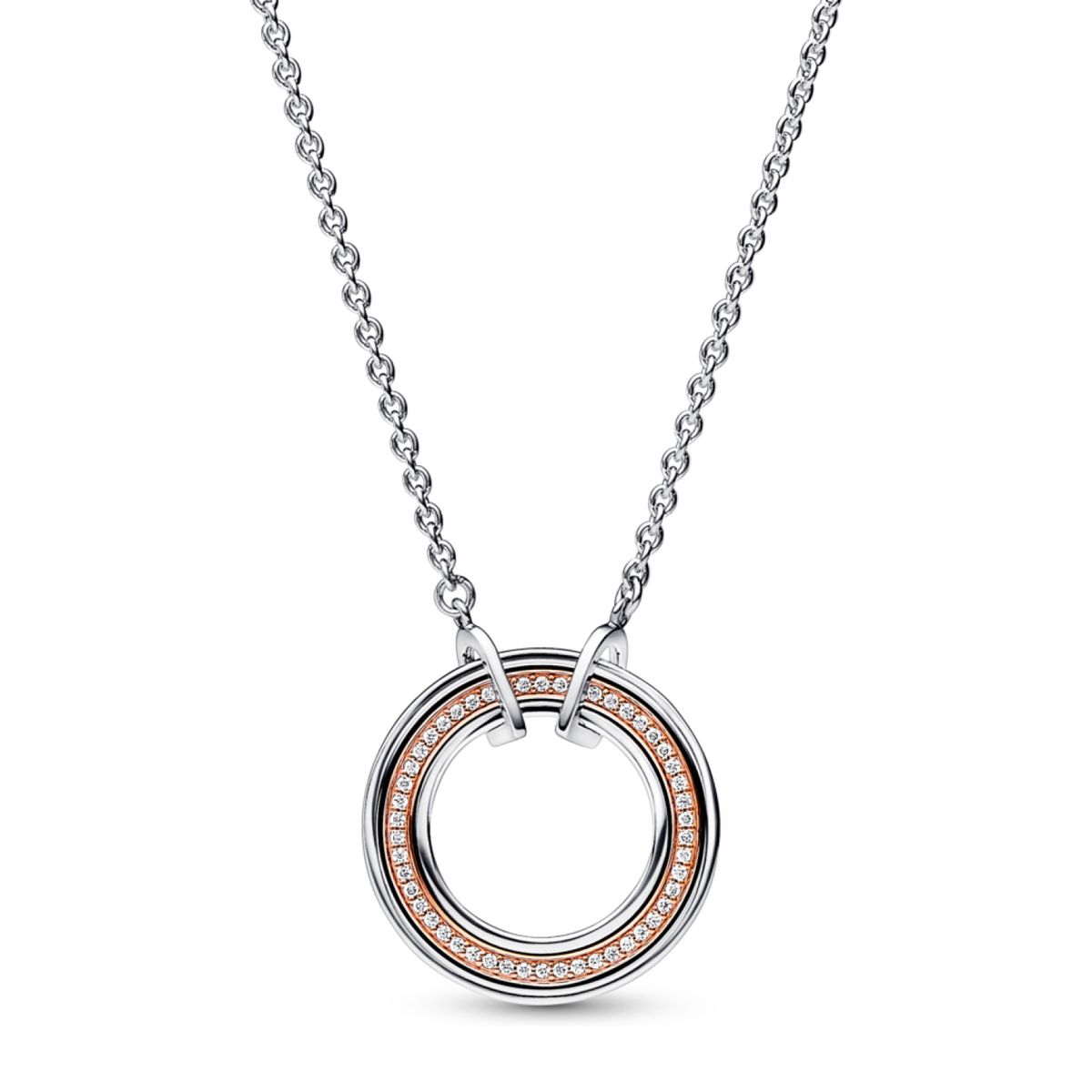 PANDORA - Collar Logo Y Pavé En Dos Tonos Pandora Signature Mujer Pandora