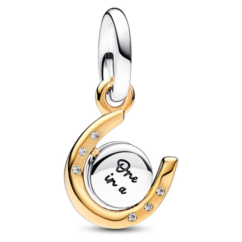 PANDORA - Charm Colgante Herradura Disco Giratorio En Dos Tonos Mujer Pandora
