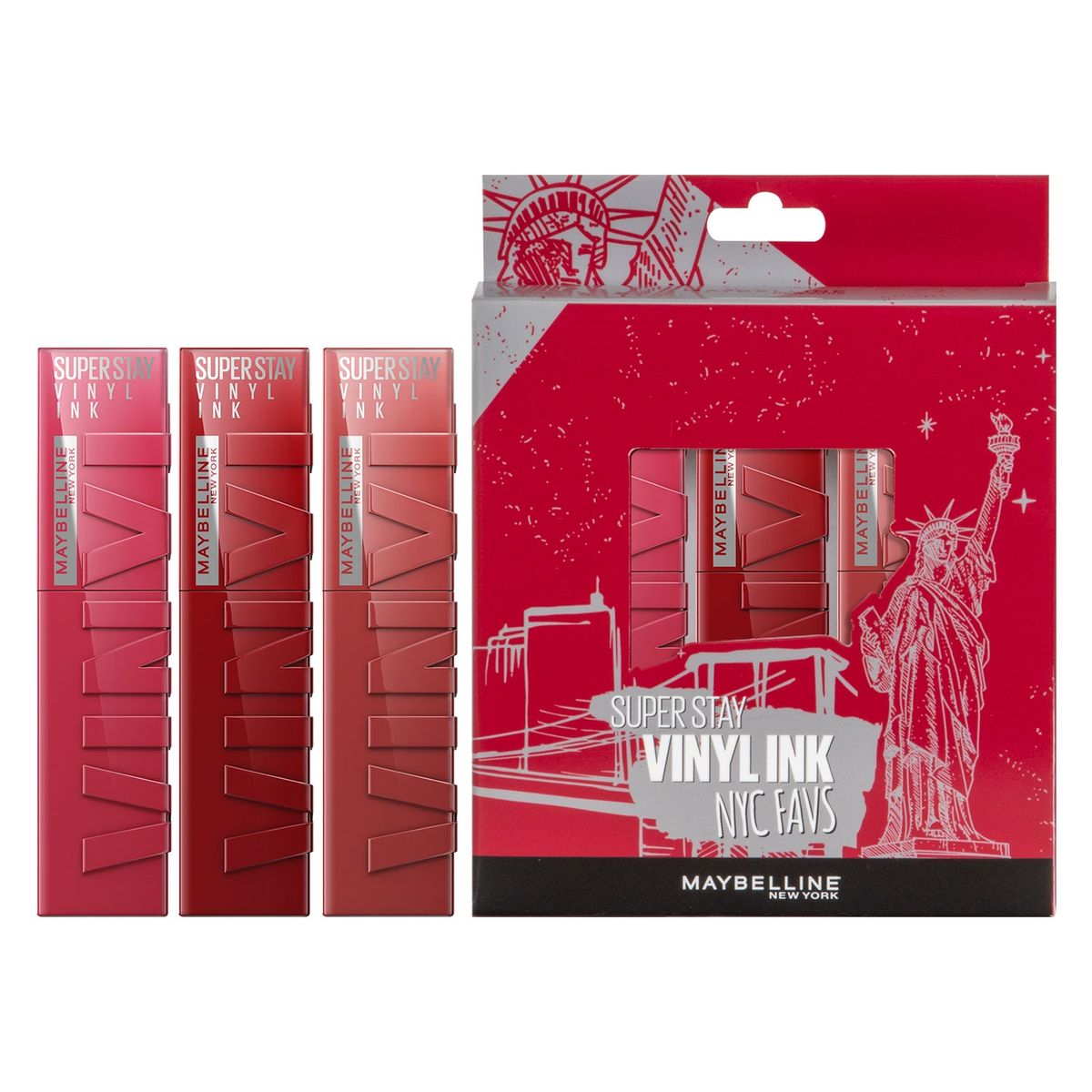 MAYBELLINE - Set Maquillaje Labios Vinyl Ink Trilogía Favs Maybelline