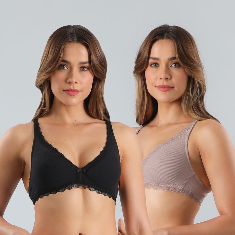 FLORES - Pack De 2 Sostenes Sin Copa Mujer Flores