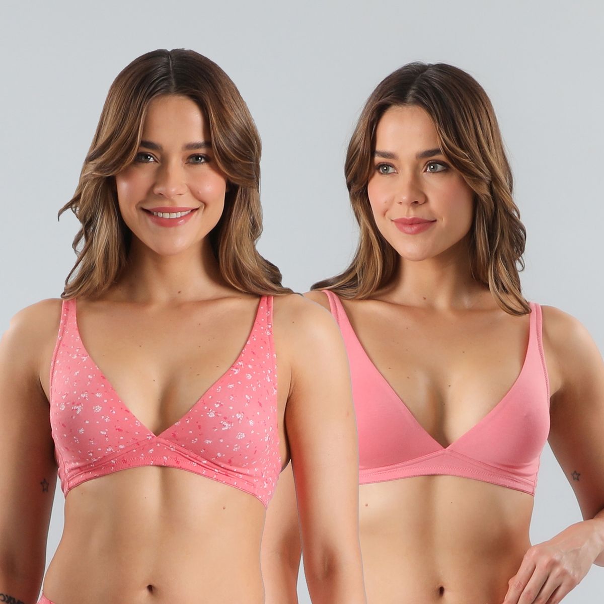 FLORES - Pack de 2  Sostenes Sin Copa Mujer Flores