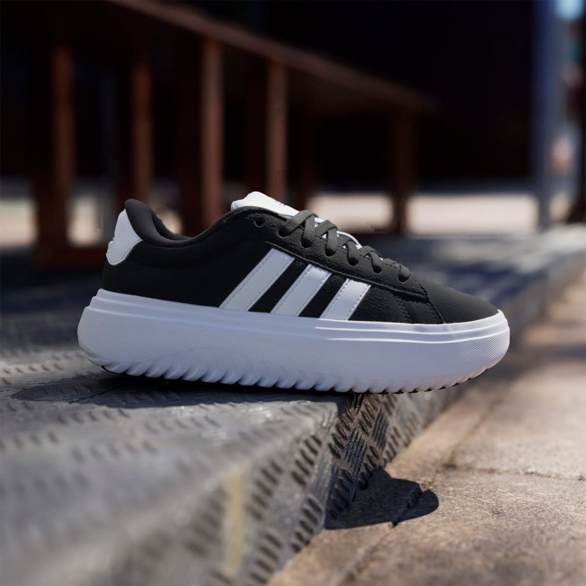 ADIDAS - Grand Court Pltf Suede Zapatilla Urbana Mujer Negro Adidas