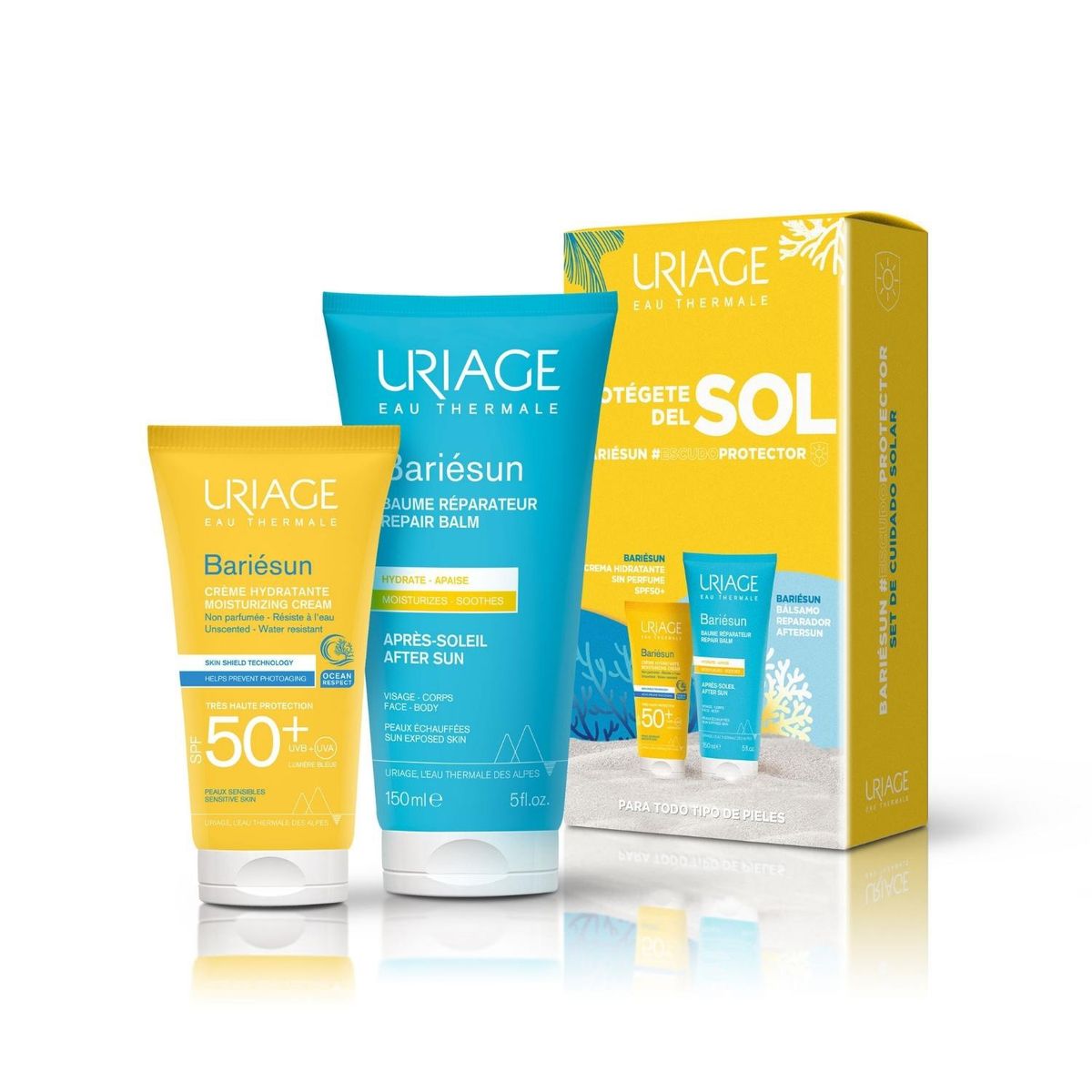 URIAGE - Set Protector Solar Bariésun Fluido Ultra-ligero SPF 50+ 30 ml + Bálsamo Aftersun 150 ml Uriage