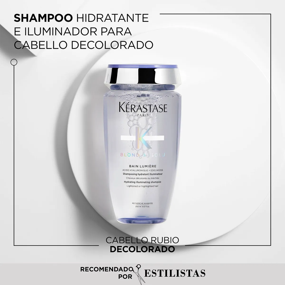 KERASTASE - Set Reparación Cabello Rubio O Decolorado Blond Absolu Shampoo Bain Lumiere 500Ml + Máscara Masque Cicaextreme 200Ml Kérastase